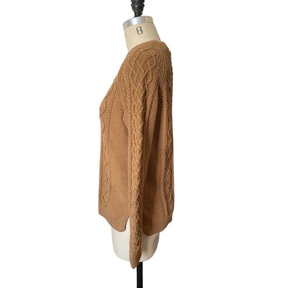 J.Crew 100% Cotton Fisherman Cable Knit Swear in Tan Size Small - Picture 3 of 7